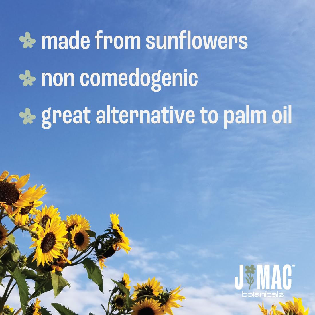 J Mac Botanicals sunflower-based glycerin bottle offers pure plant care.