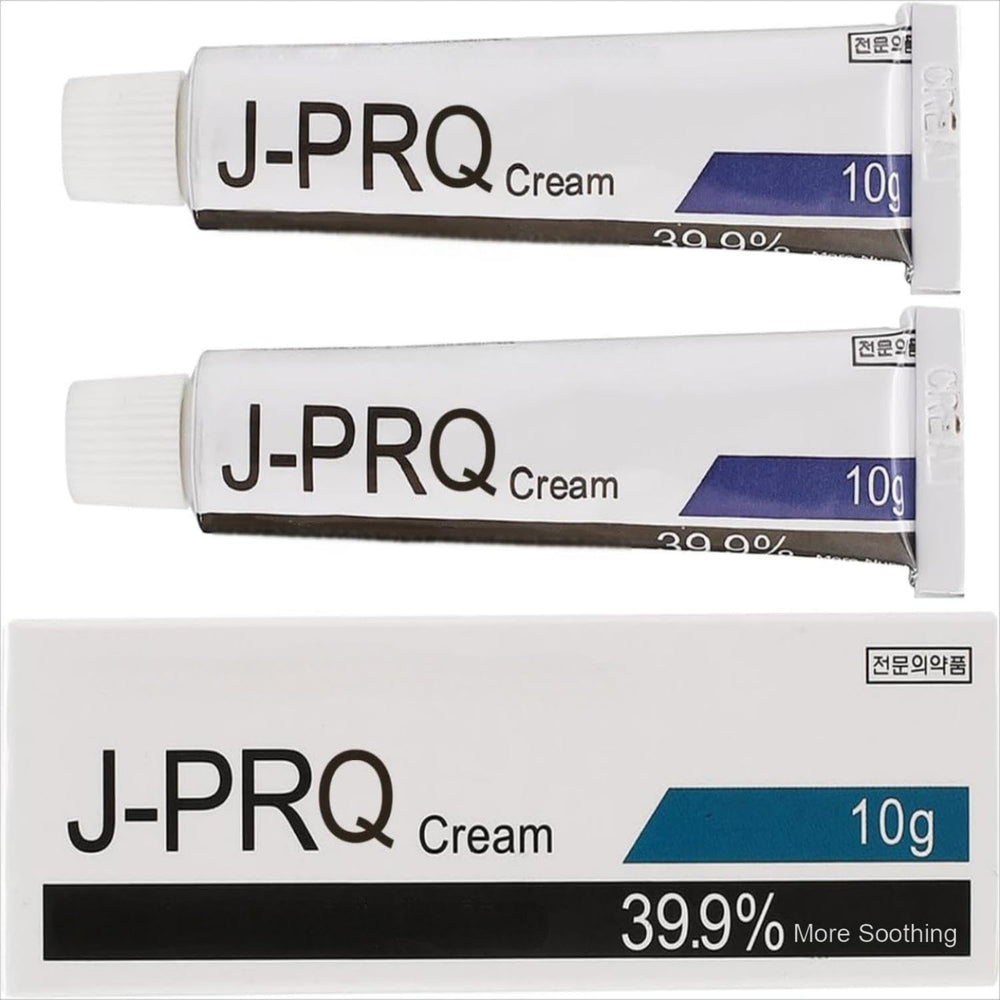 J-PRQ maximum-strength tattoo cream front view, compact twin tubes for on-the-go relief.