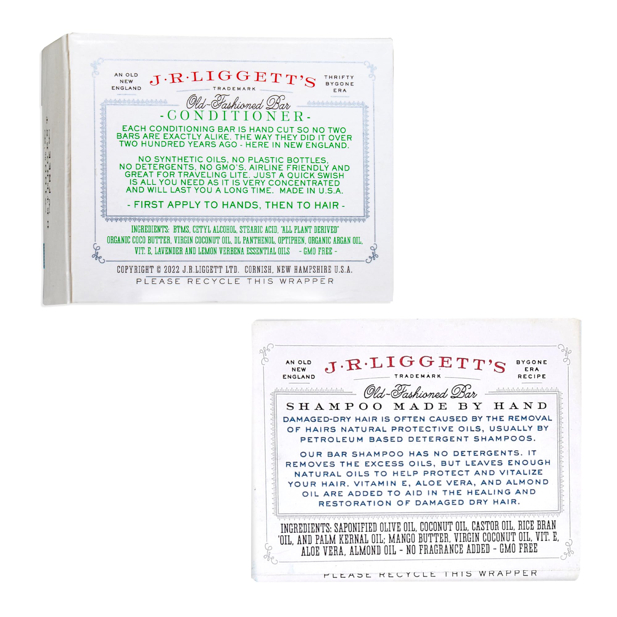 J.R.LIGGETT’S moisturizing conditioner bar on a shelf, detangling for soft, manageable hair.