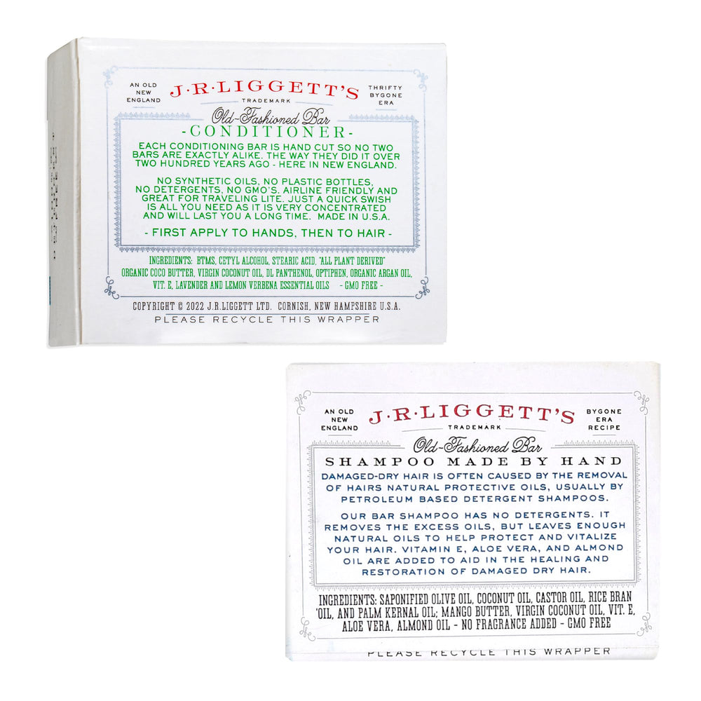 J.R.LIGGETT’S moisturizing conditioner bar on a shelf, detangling for soft, manageable hair.