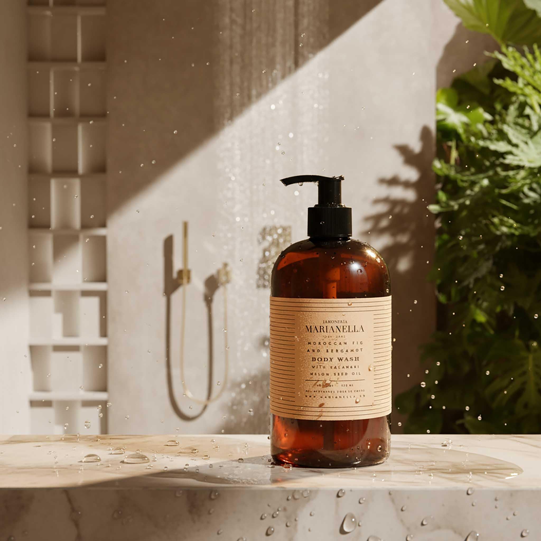Gift-ready Jaboneria Marianella Moroccan Fig & Bergamot body wash packaging.