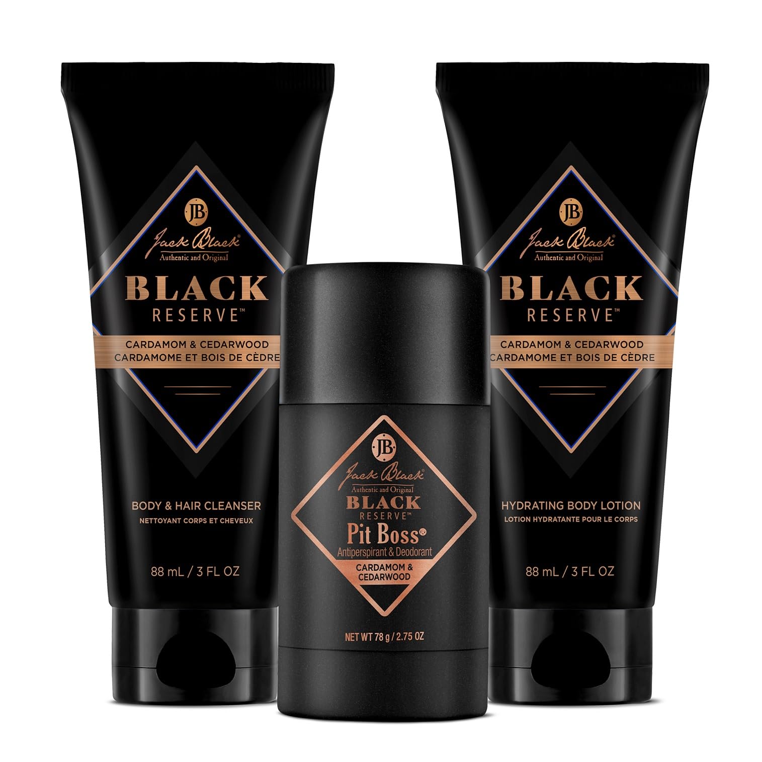 Jack Black Black Reserve body lotion jar provides hydrating moisture for night routines