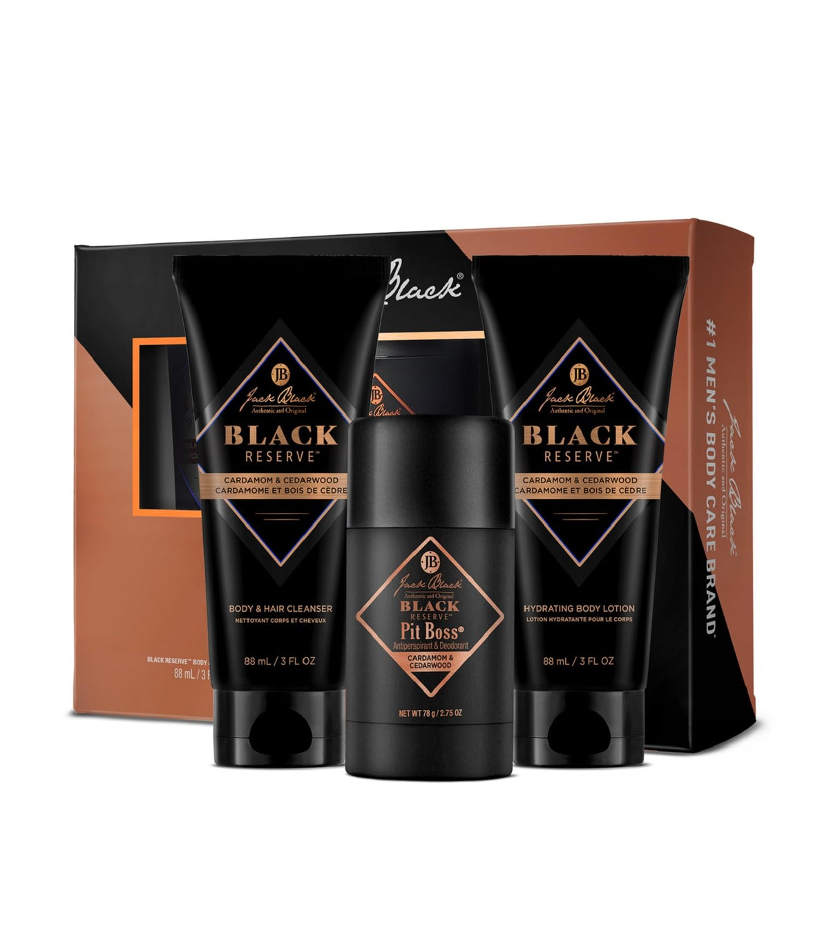 Jack Black Black Reserve body wash bottle showing masculine scent for invigorating morning showers