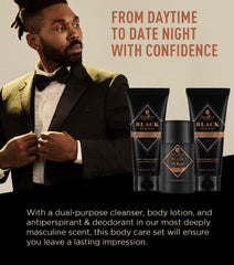 Jack Black grooming kit box displaying the three-piece set for convenient travel