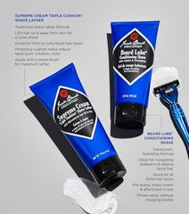 Saturated lather from Jack Black Supreme Cream triple cushion foam ready to apply