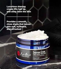 Shave brush with Jack Black Supreme Cream for even application and glide