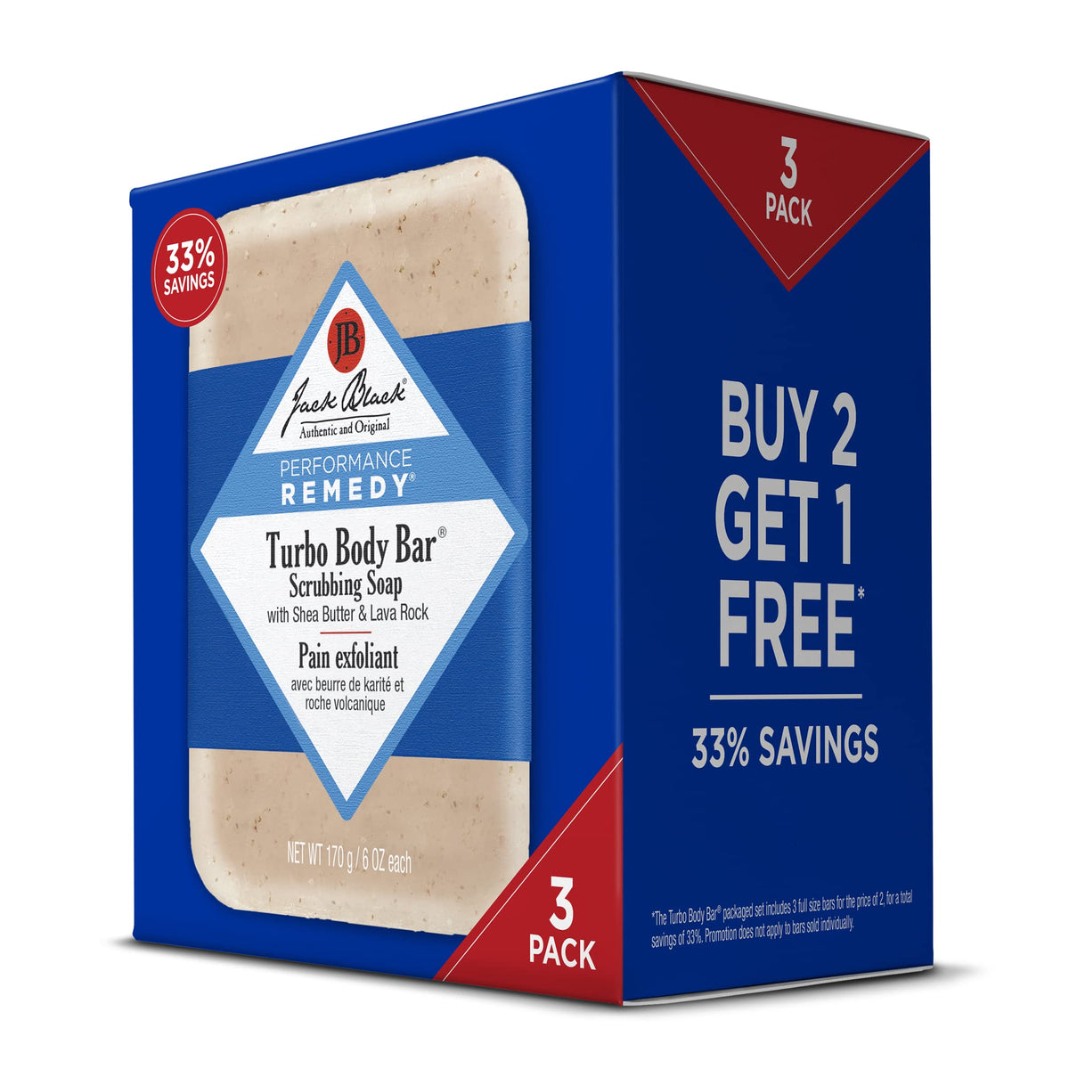 Jack Black Turbo Body Bar front view shows exfoliating cleanse for smoother skin.