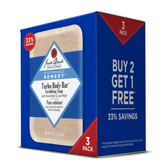 Jack Black Turbo Body Bar front view shows exfoliating cleanse for smoother skin.