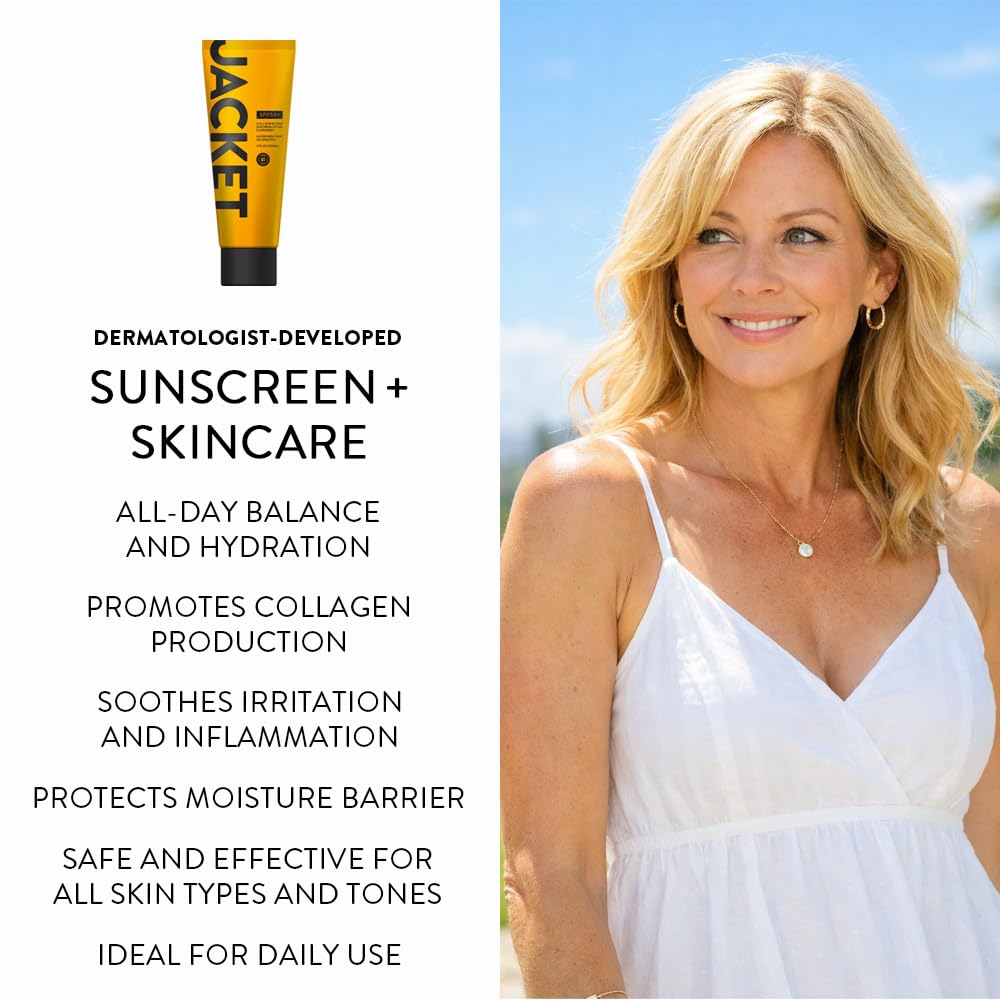 JACKET Sunscreen SPF 50+ pump dispensing for easy, non-chalky application