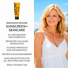 JACKET Sunscreen SPF 50+ pump dispensing for easy, non-chalky application