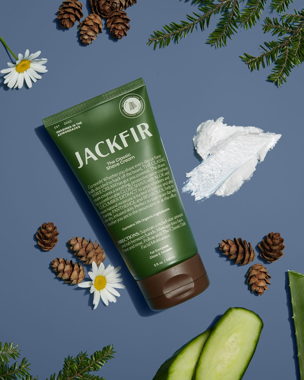 Jackfir Classic Shave Cream foam close-up, rich lather cushions the razor