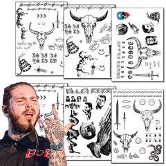 Jacknb 6-sheets temporary tattoos kit package with festival-ready designs
