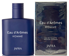 JAFRA Eau d'Arômes Homme bottle front showing sleek design for everyday confidence.