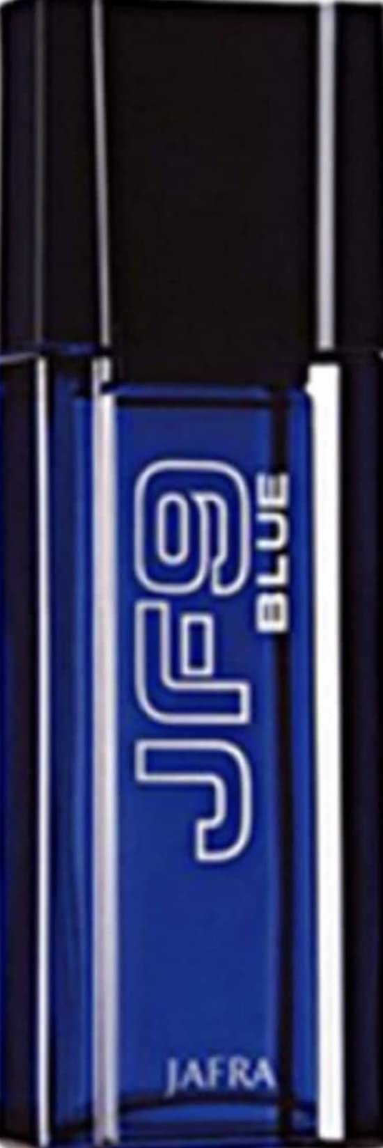Jafra JF9 Blue Cologne bottle side profile with sleek design.