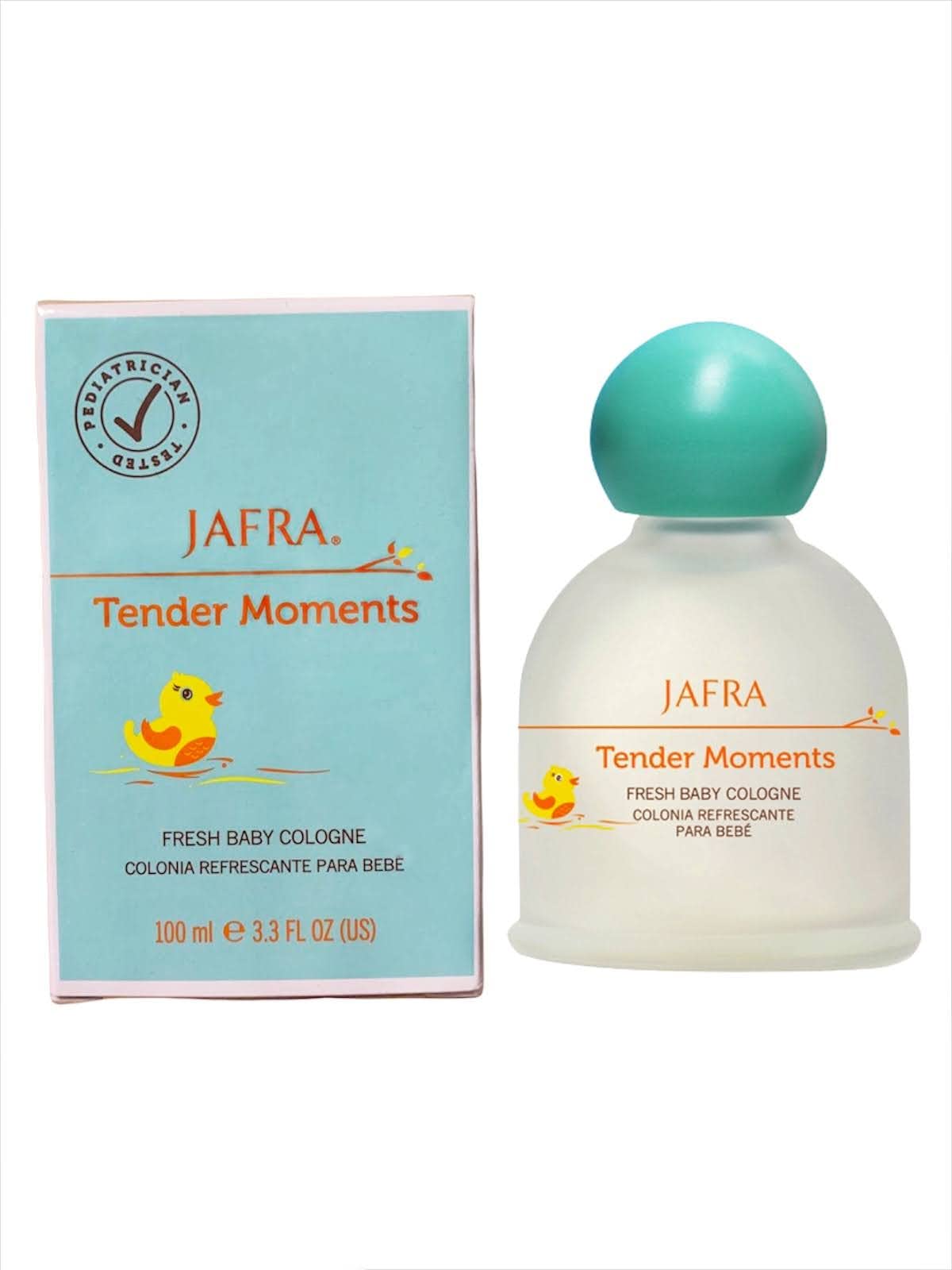 Applying JAFRA Tender Moments Fresh Baby Cologne after a bath for a light scent