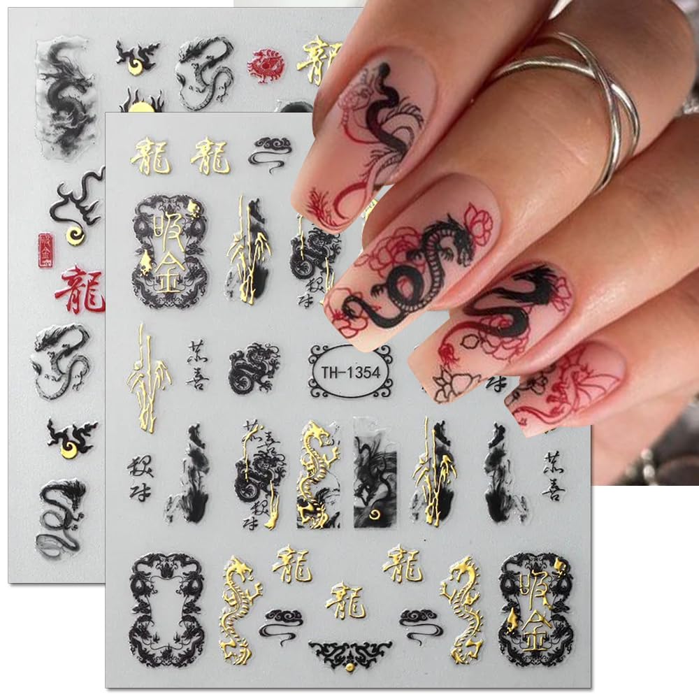 Jaliya bagua dragon nail stickers for easy DIY Chinese style art