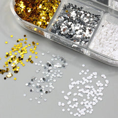 Jaliya laser finish glitter adds futuristic shine to manicures.