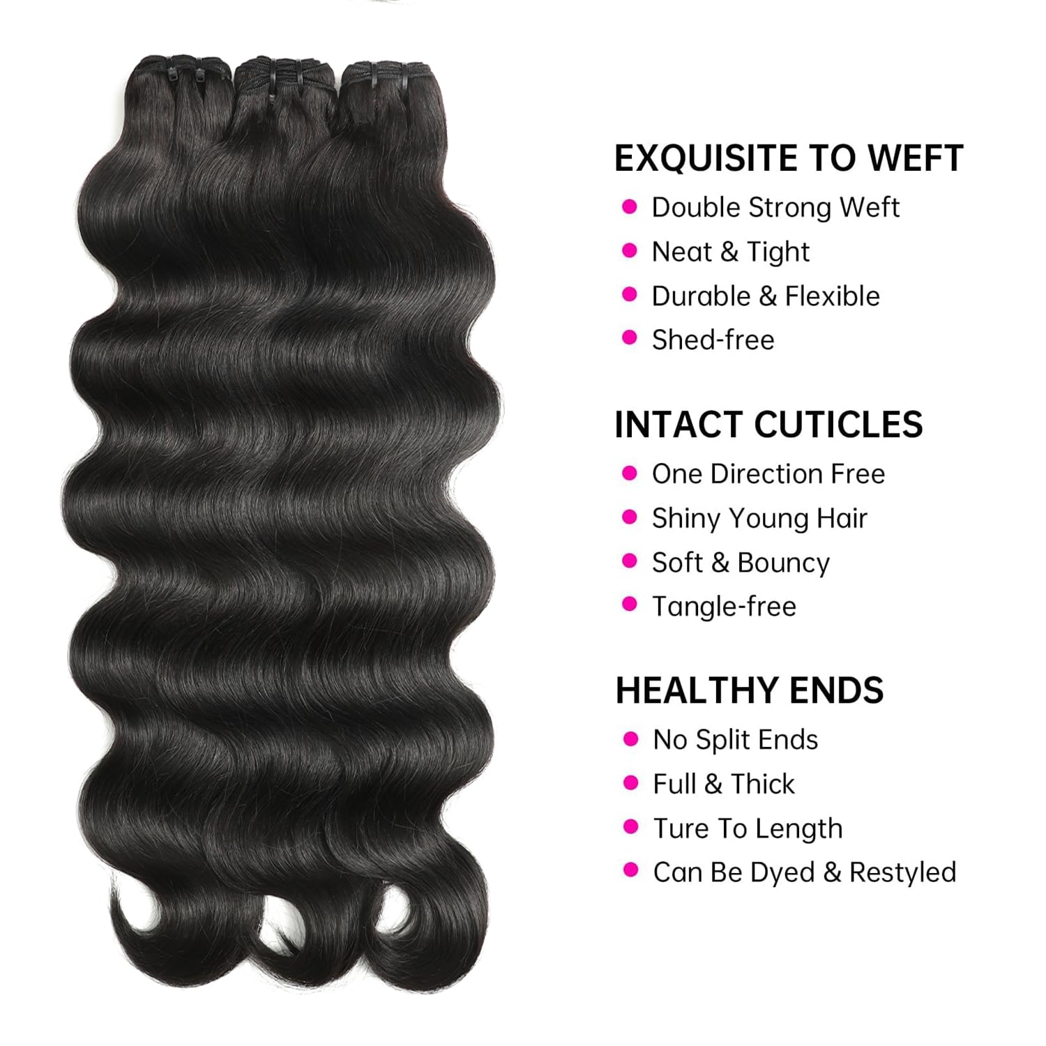 Jaliyah Brazilian virgin body wave bundles in 20 inch for seamless blends