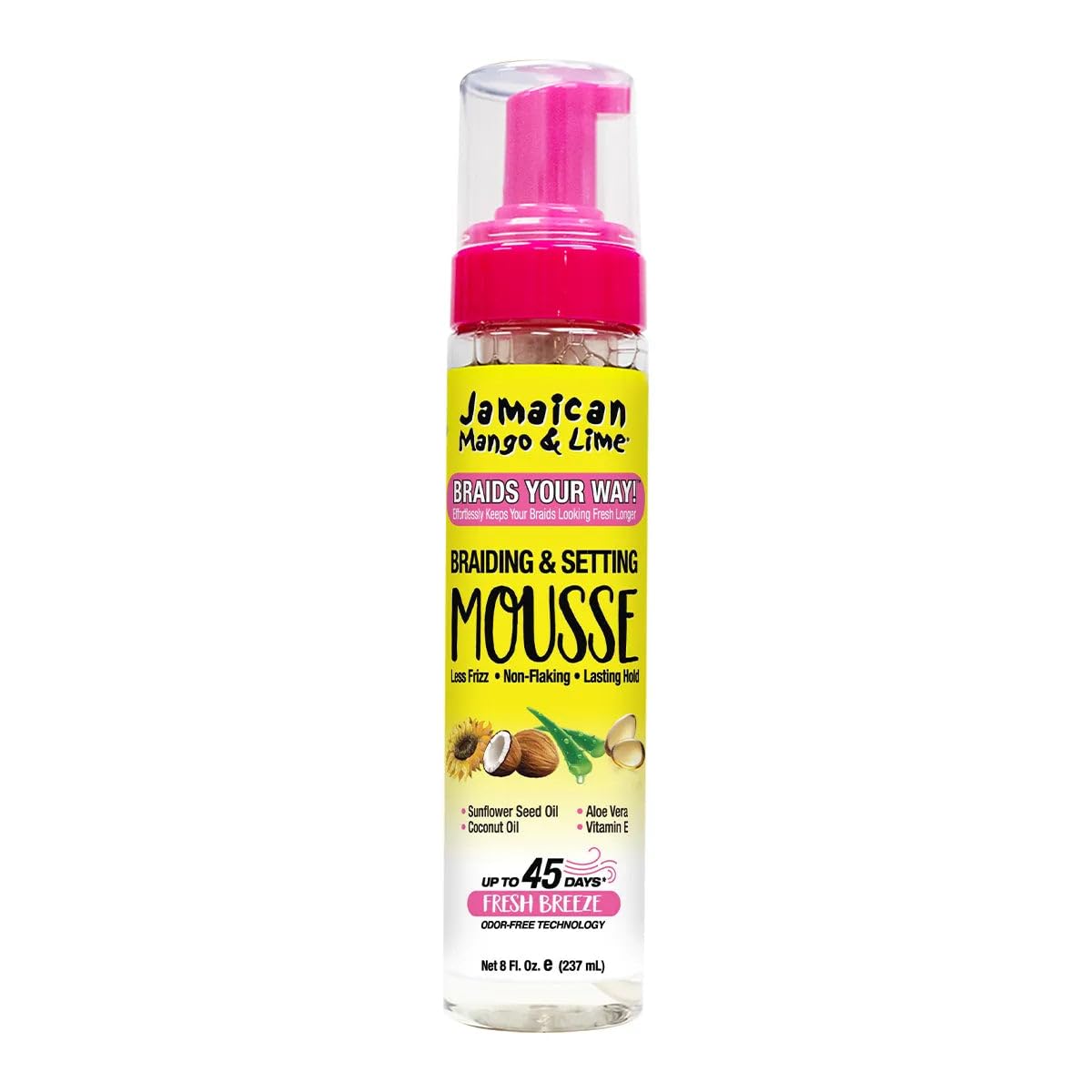 Jamaican Mango & Lime Braids Your Way Mousse bottle pump for long-lasting hold