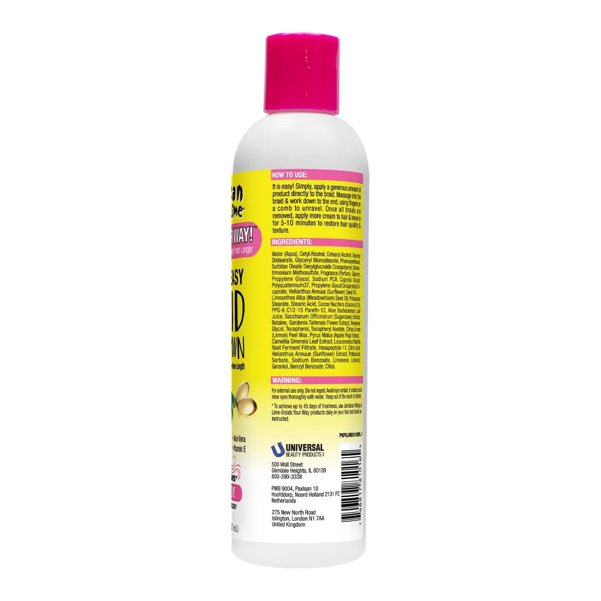 Jamaican Mango & Lime moisturizing braid takedown cream keeps hair hydrated.