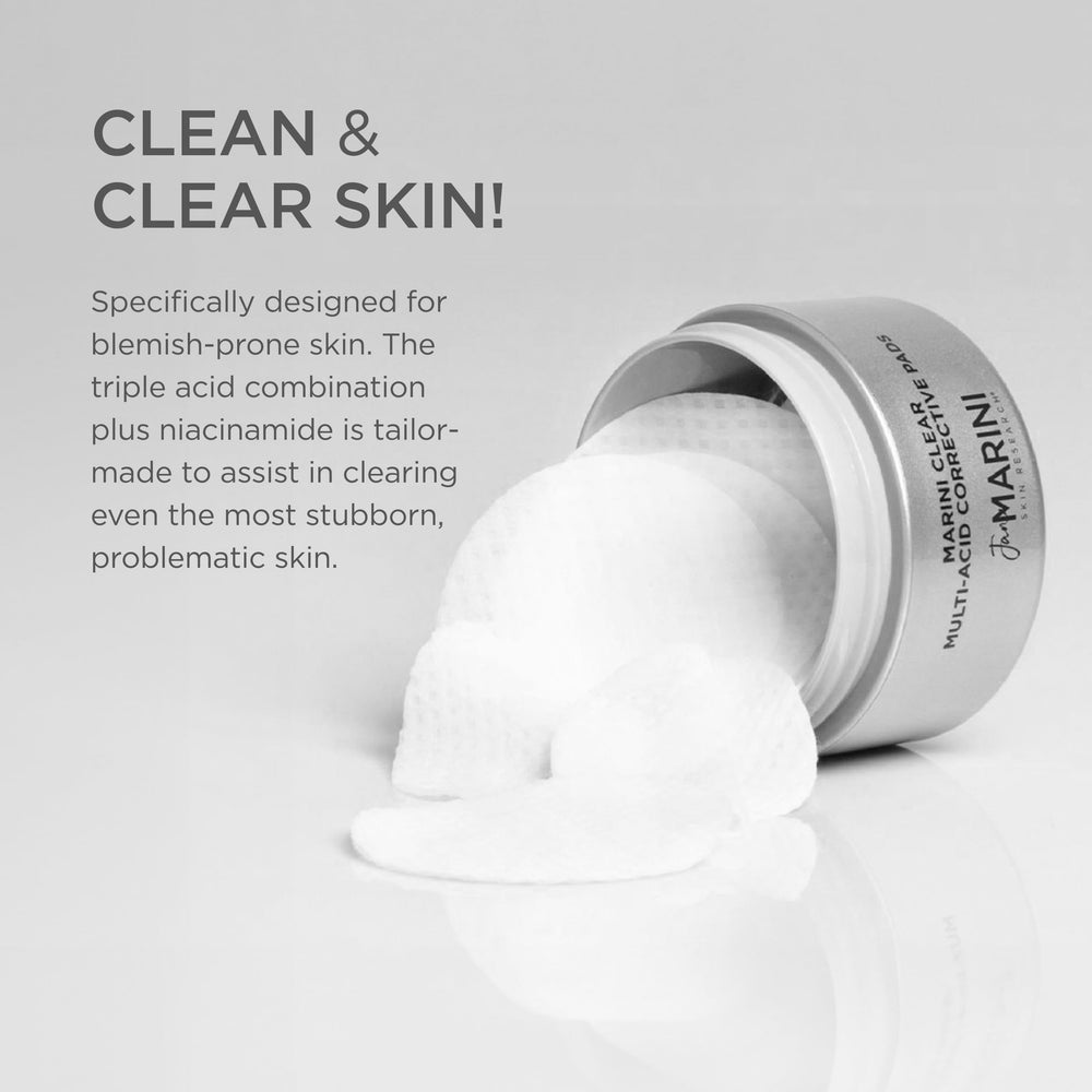 Marini Clear pad on hand ready for application to improve skin texture