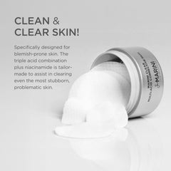 Marini Clear pad on hand ready for application to improve skin texture