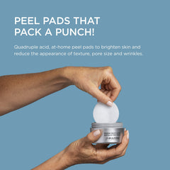 Close-up of Jan Marini pad applying to skin for texture refinement.
