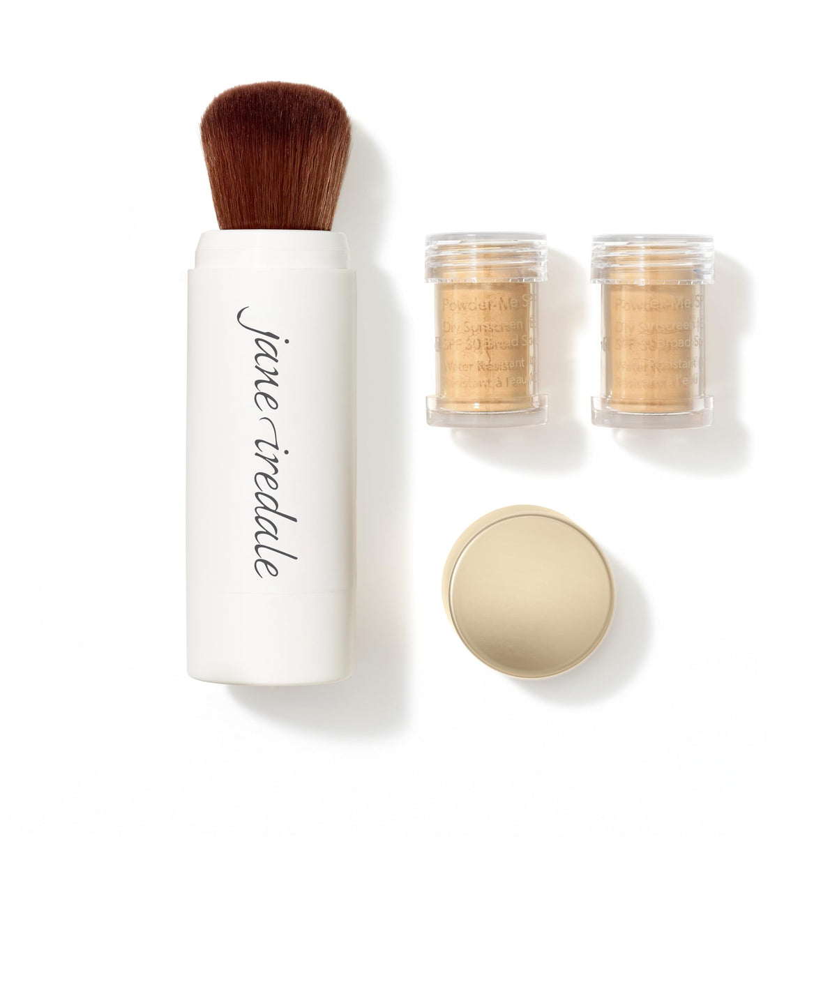 Jane Iredale Powder-Me SPF 30 dry sunscreen brush head delivers smooth, even coverage.