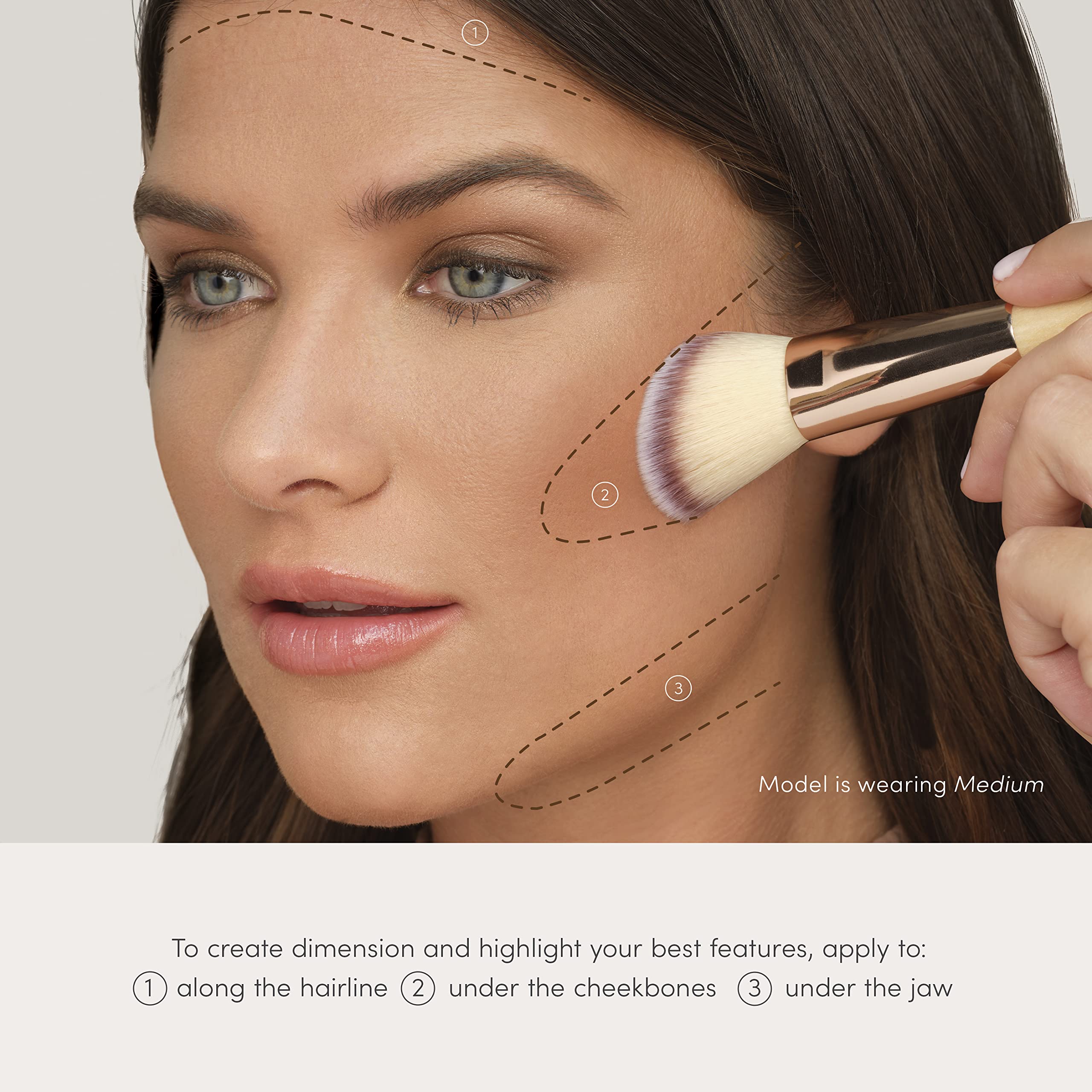 Jane Iredale PureBronze Matte Bronzer tone-1 natural swatch blends seamlessly.