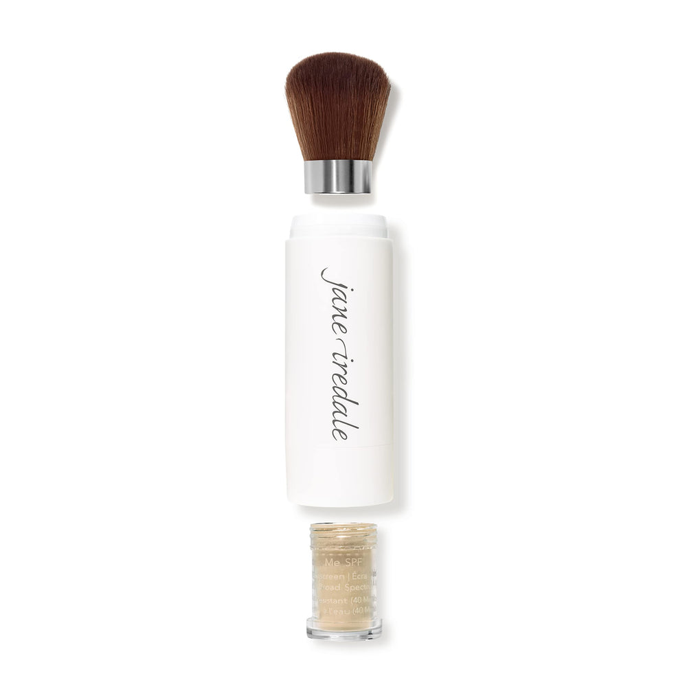 Jane Iredale Powder-Me SPF 30 applied to the face for lightweight, buildable coverage