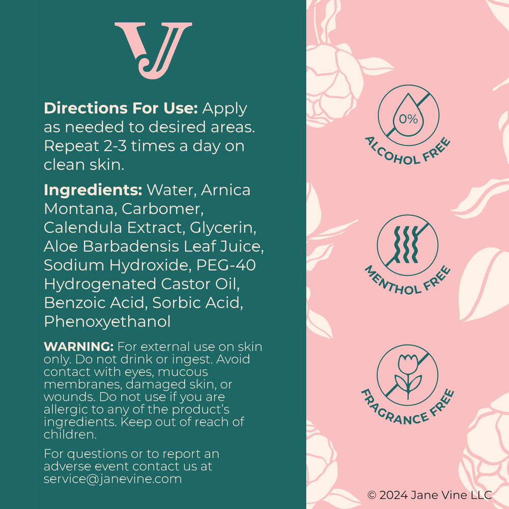 Jane Vine Arnica Gel is alcohol-free for daily skincare.