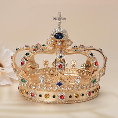 Janefashions crown top view showing sparkling rhinestones against gold metal.