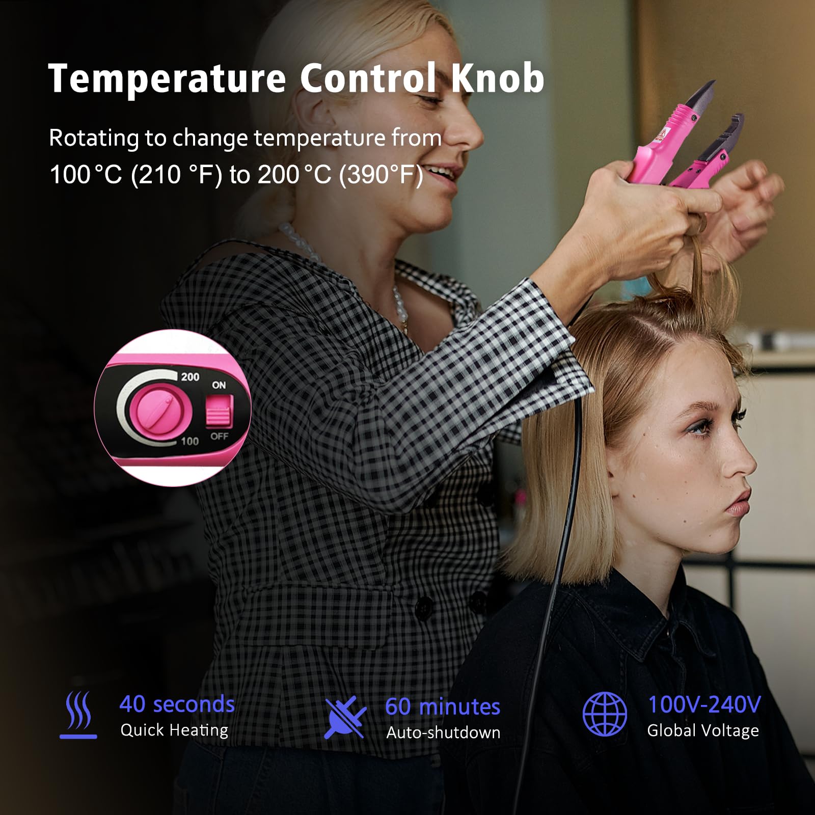 Janelove hair extensions tool closeup showing ergonomic design