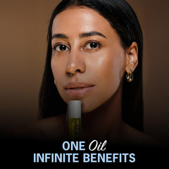 Close-up of the Jao Seed Face Oil dropper highlights precise, non-greasy application.