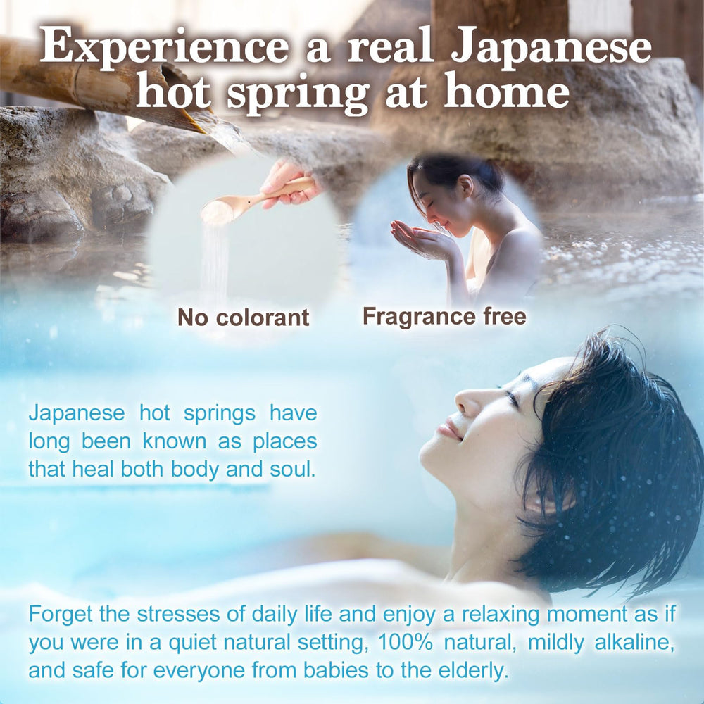 Japan Onsen bath powder creates silky milk-white water for smoother skin.