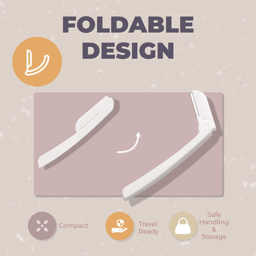 Jasclair Dermaplaning Razor folded design demonstrates compact, travel-ready tool