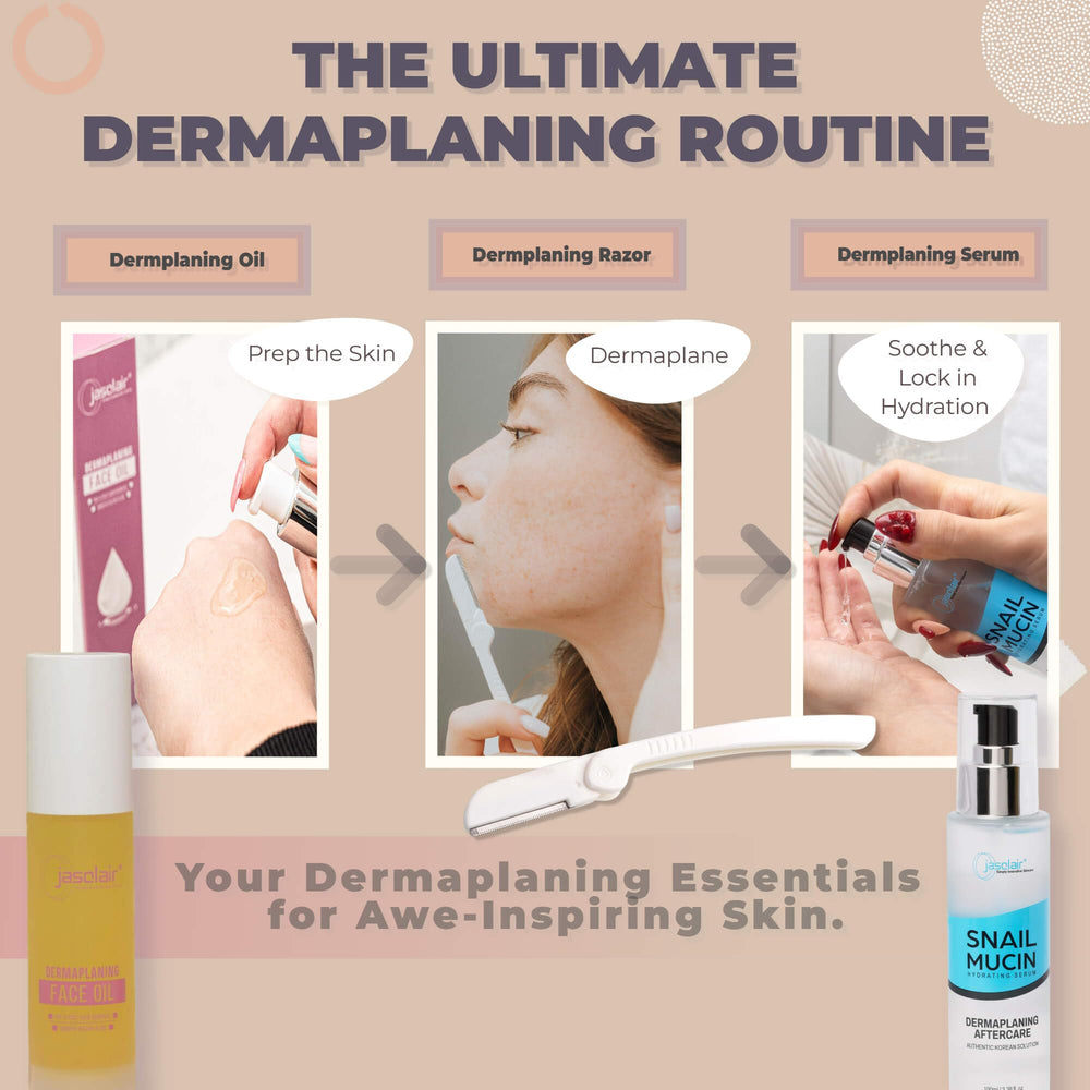 Jasclair Shave Oil complements dermaplaning for a hydrated glow
