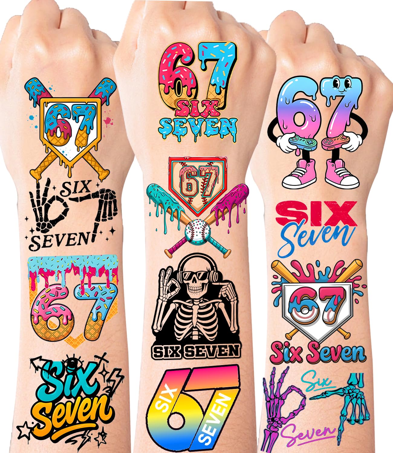Jaskgom Six Seven donut tattoo design for playful phone and bottle decoration.