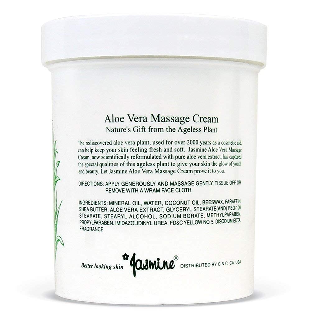 Jasmine Aloe Vera Massage Cream texture swatch shows rich moisturizing consistency.