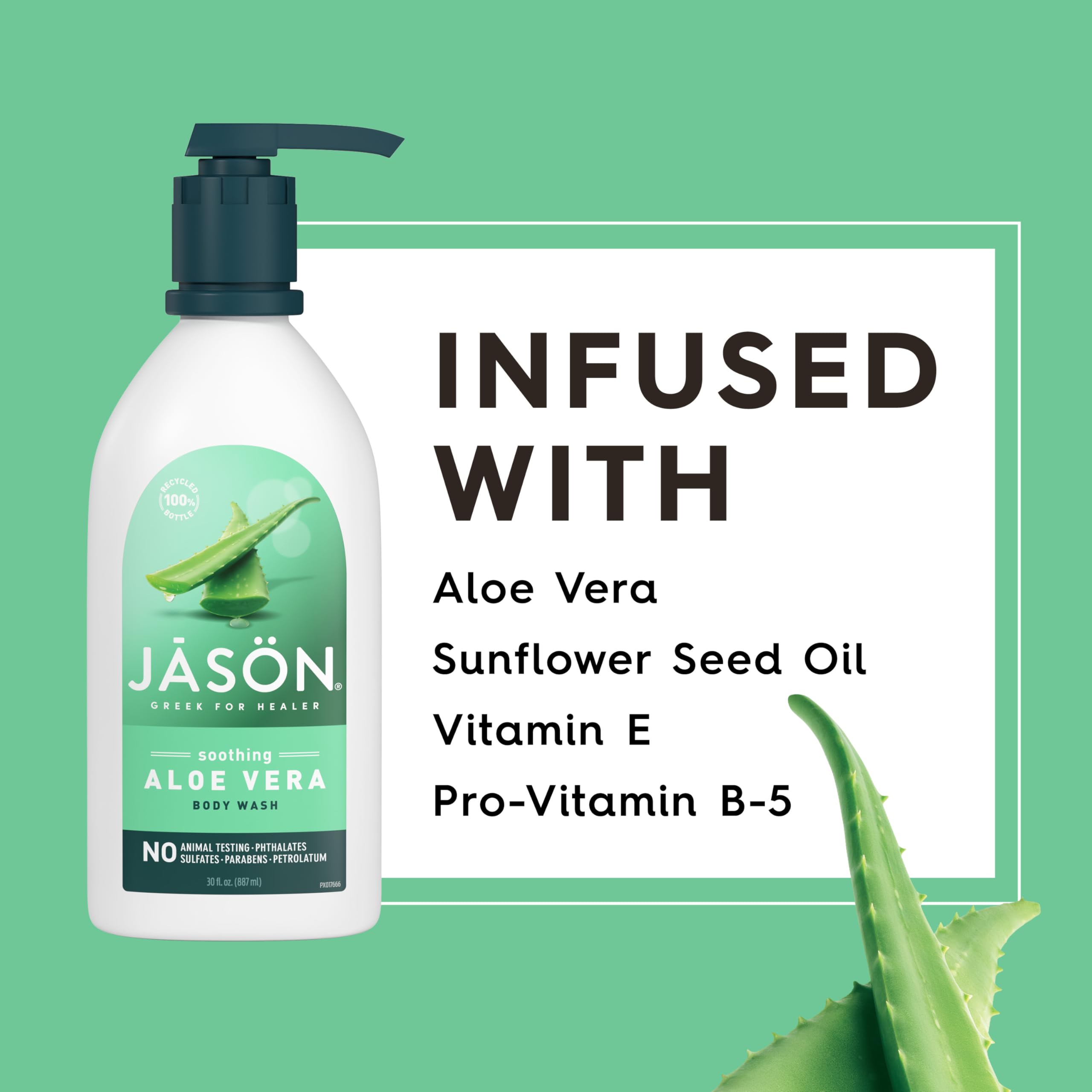 JASON Aloe Vera Soothing Body Wash recyclable packaging emphasizes sustainability