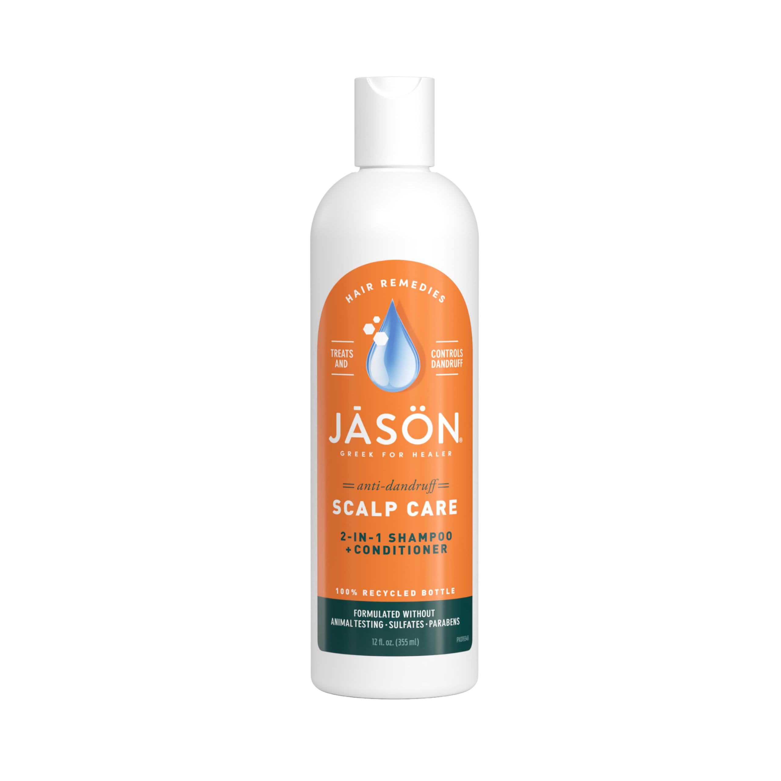 Jason Dandruff Relief bottle showing medicated formula for clean, manageable hair.