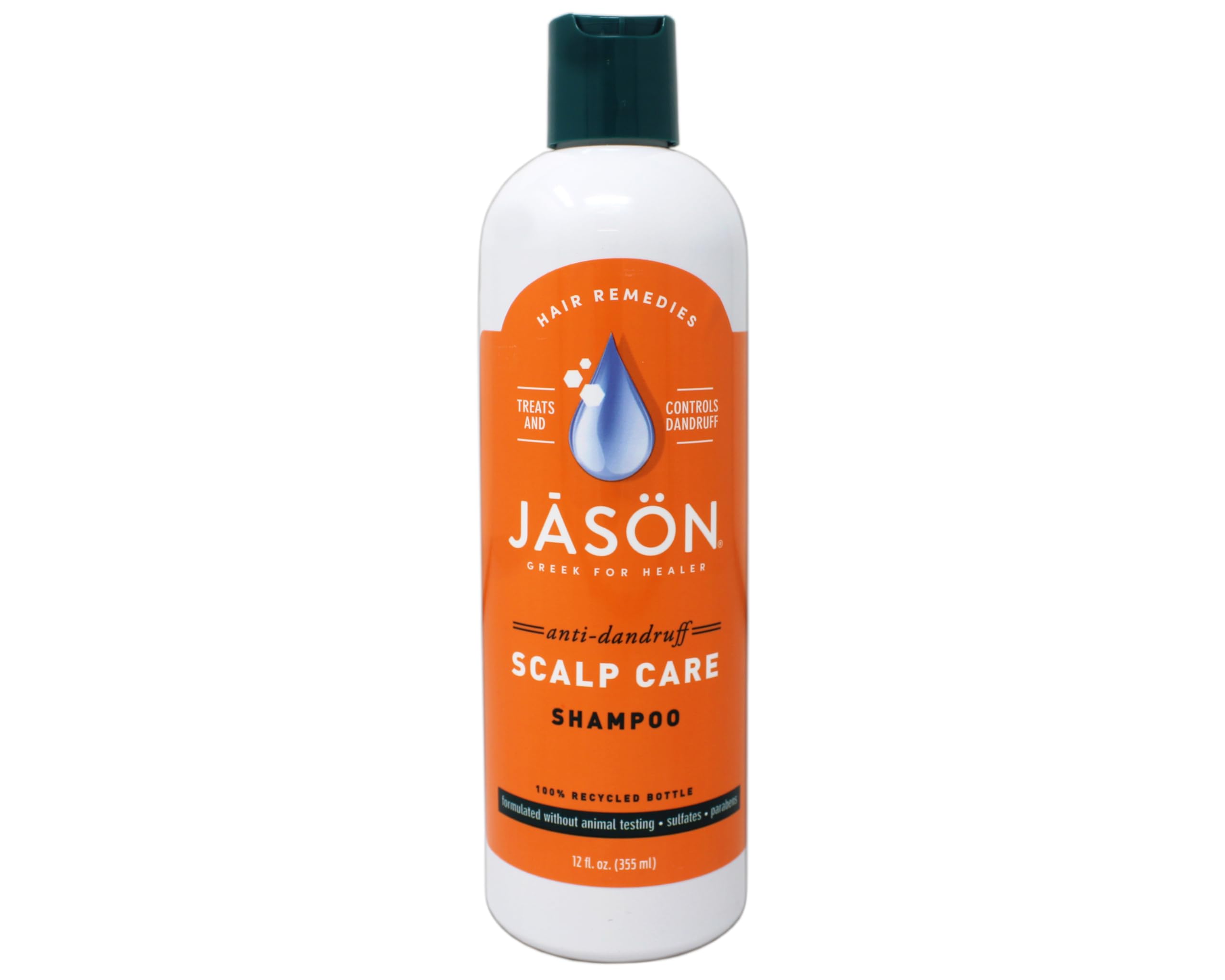 Jason Dandruff Relief Shampoo ingredients panel highlights active ingredients.