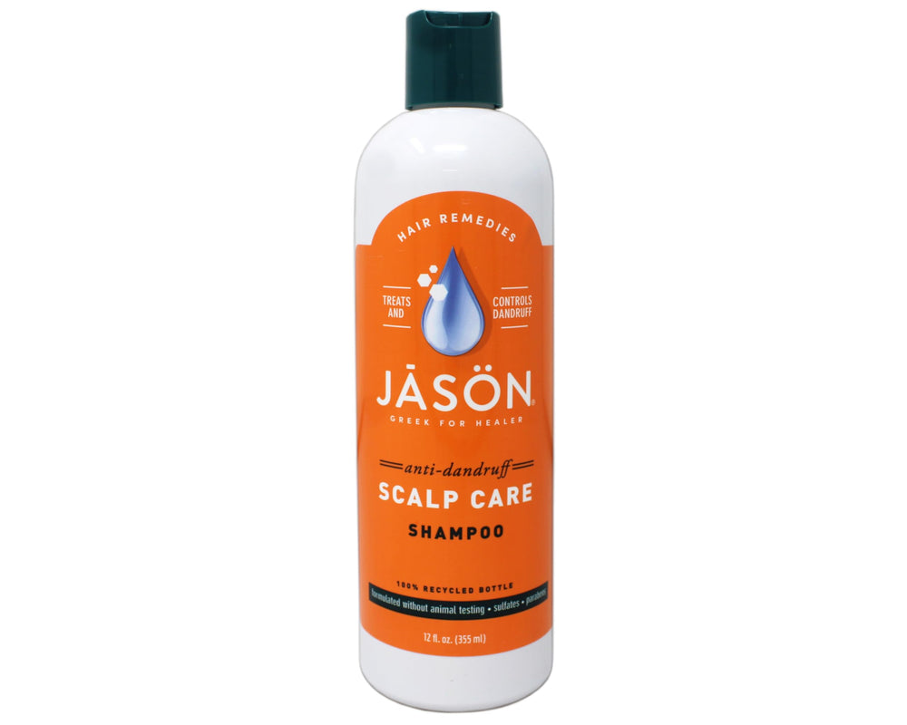 Jason Dandruff Relief Shampoo ingredients panel highlights active ingredients.