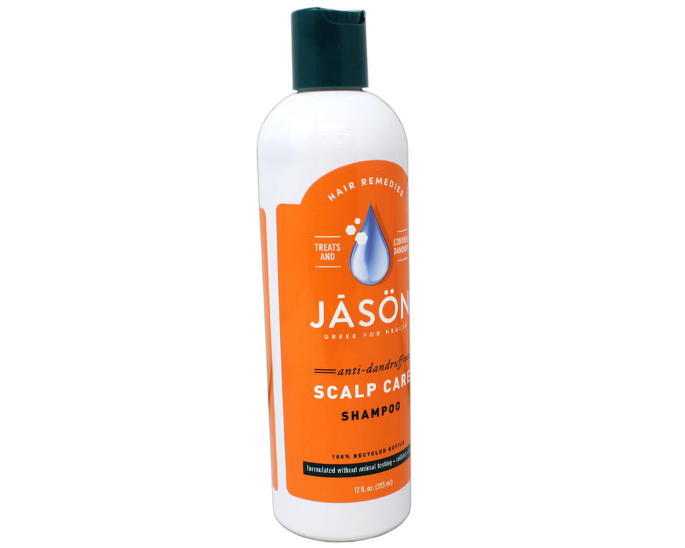 Jason Dandruff Relief Shampoo packaging shows 12 oz two-pack.