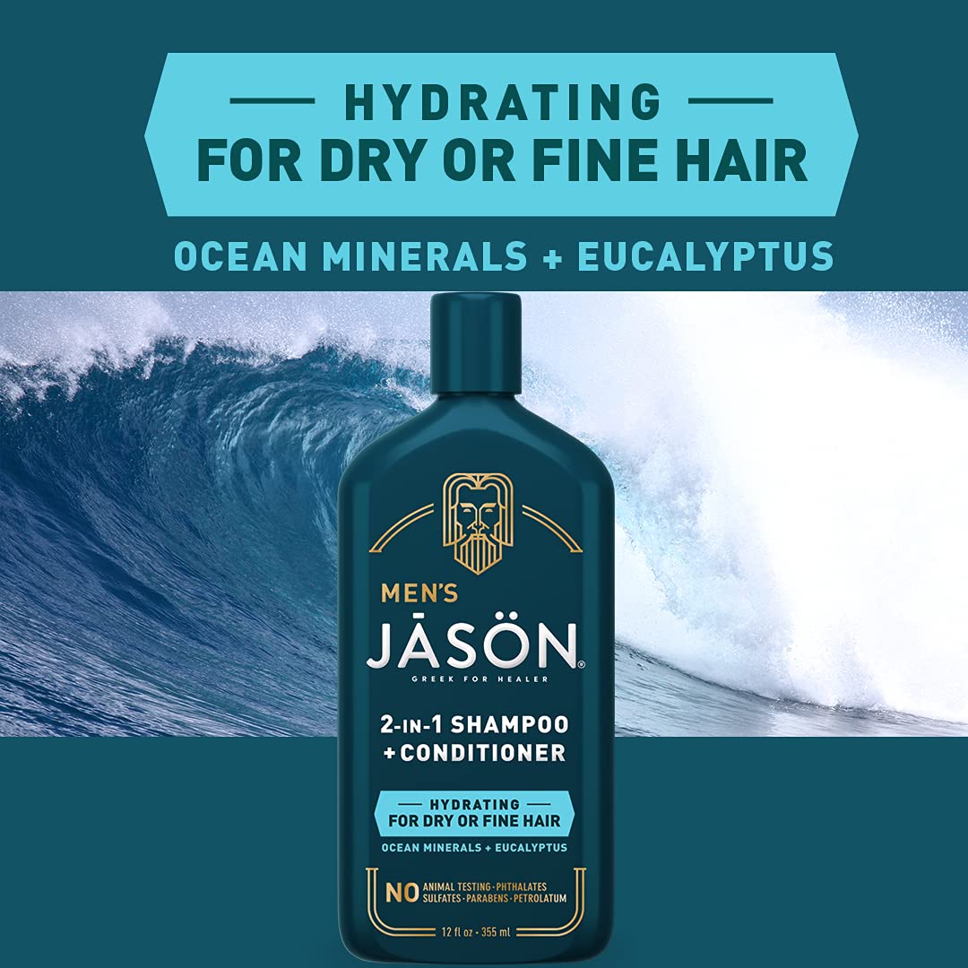 Towel-dried hair after shower with Jason Men's Hydrating 2-in-1