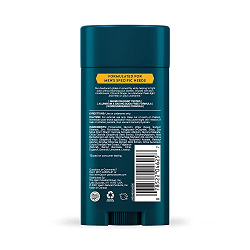Jason Men's Refreshing Deodorant Stick close-up highlighting skin conditioners for comfort.