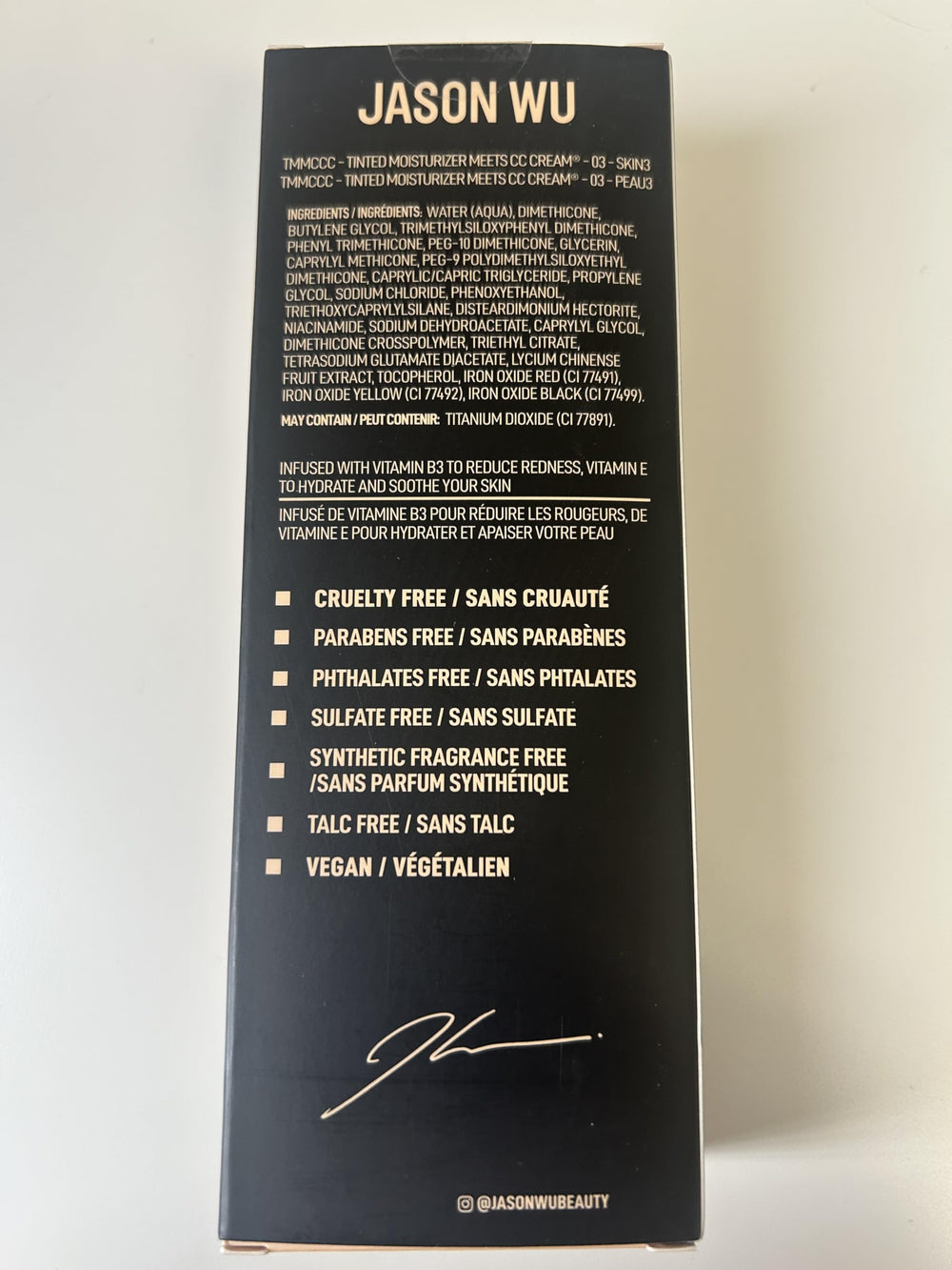 Jason Wu Tinted Moisturizer available in 12 shades to match diverse skin tones.