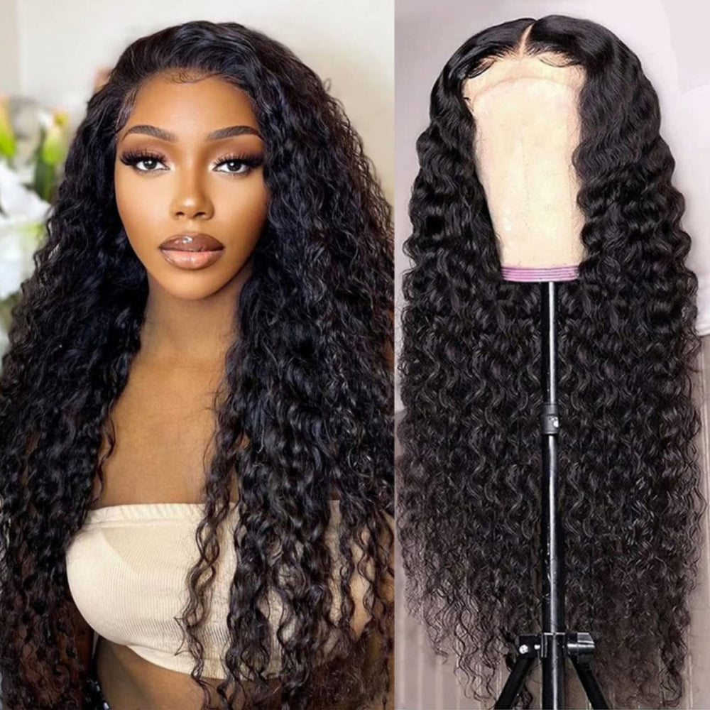 Jasperel Deep Wave Closure Wig close-up highlights natural texture for daily wear.