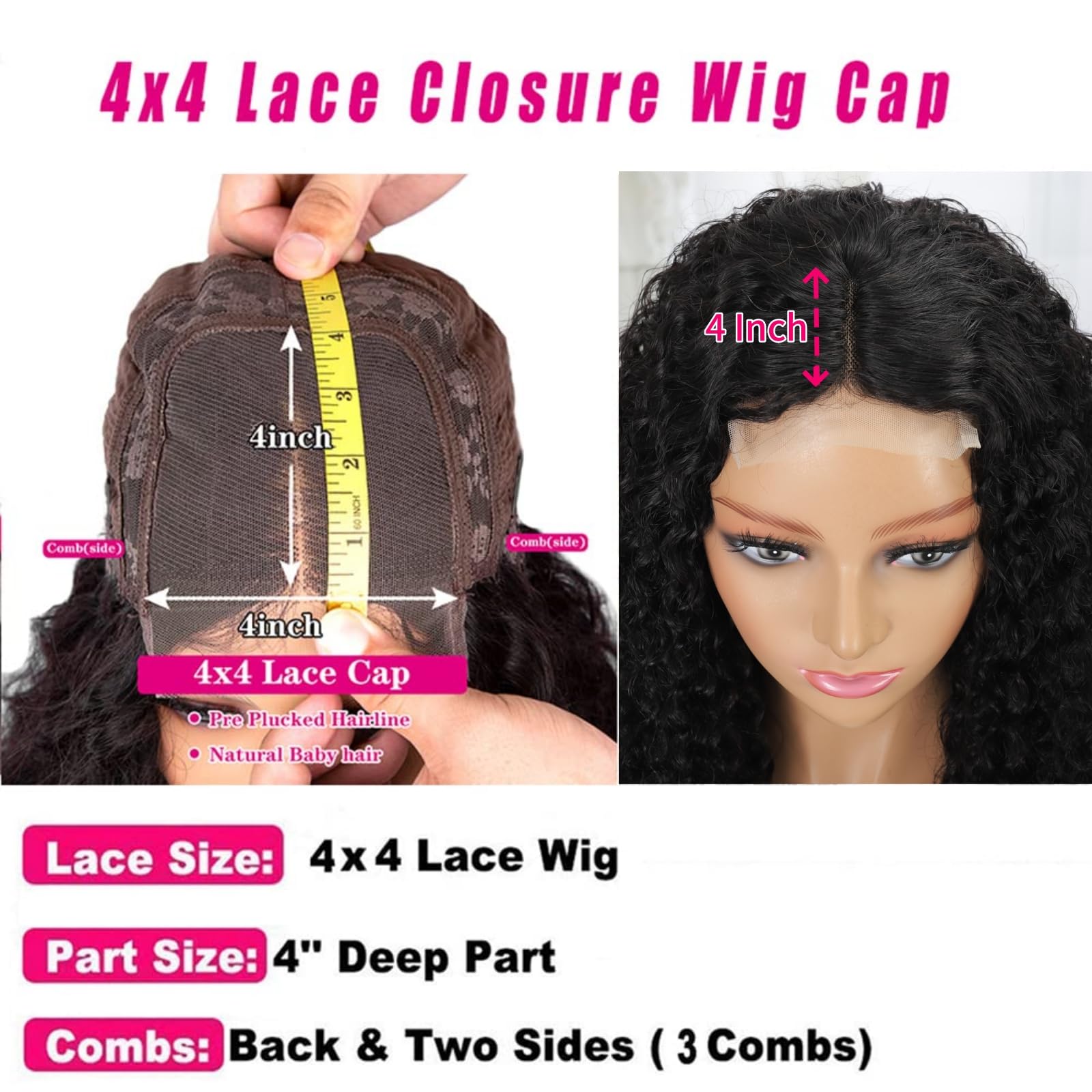 Jasperel Deep Wave Wig side view displaying full volume for styling options.