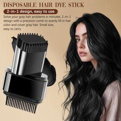 Close-up of Javpav 2-in-1 stick applying color to gray hair